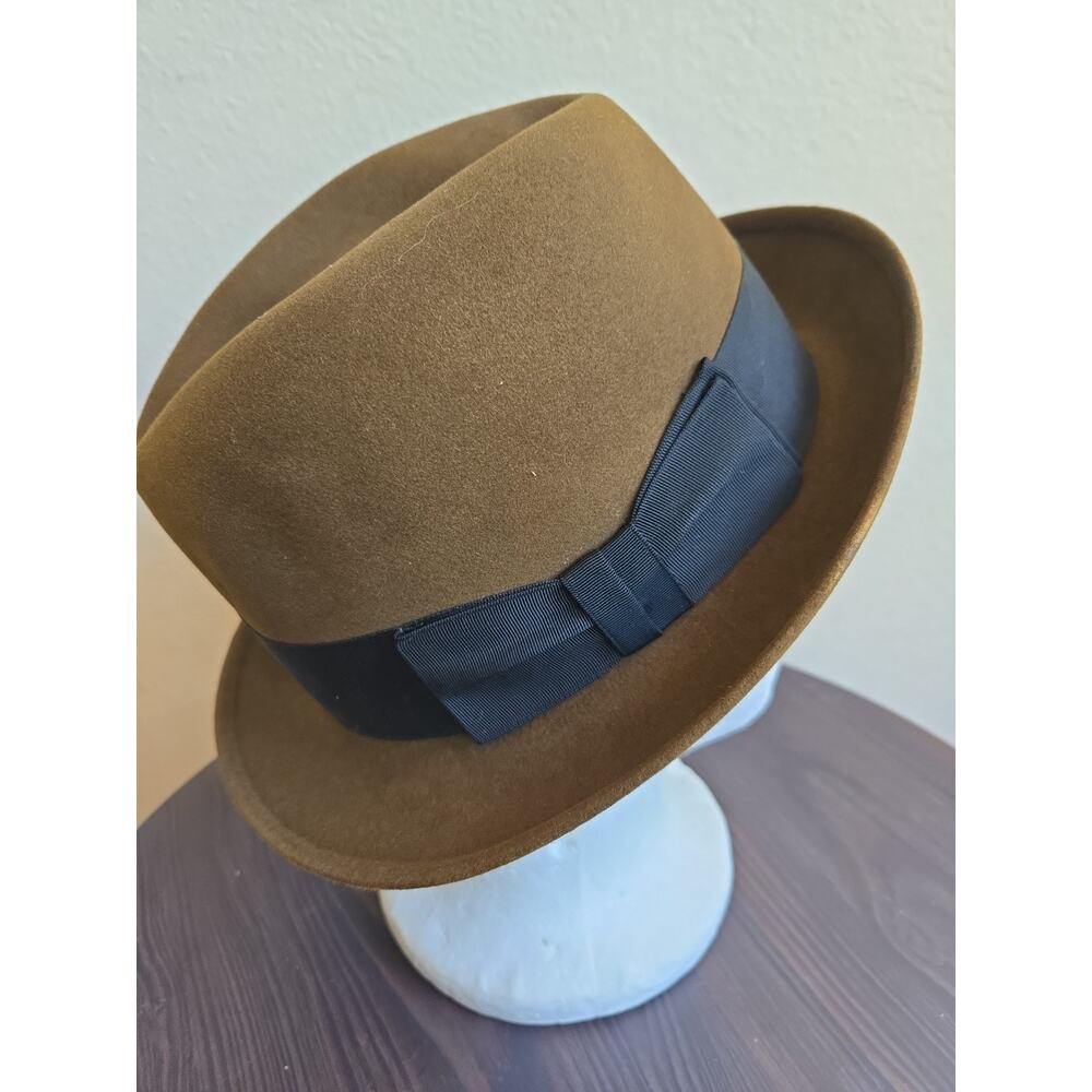 Knox Rose Brown Felt Fedora with Black Ribbon
